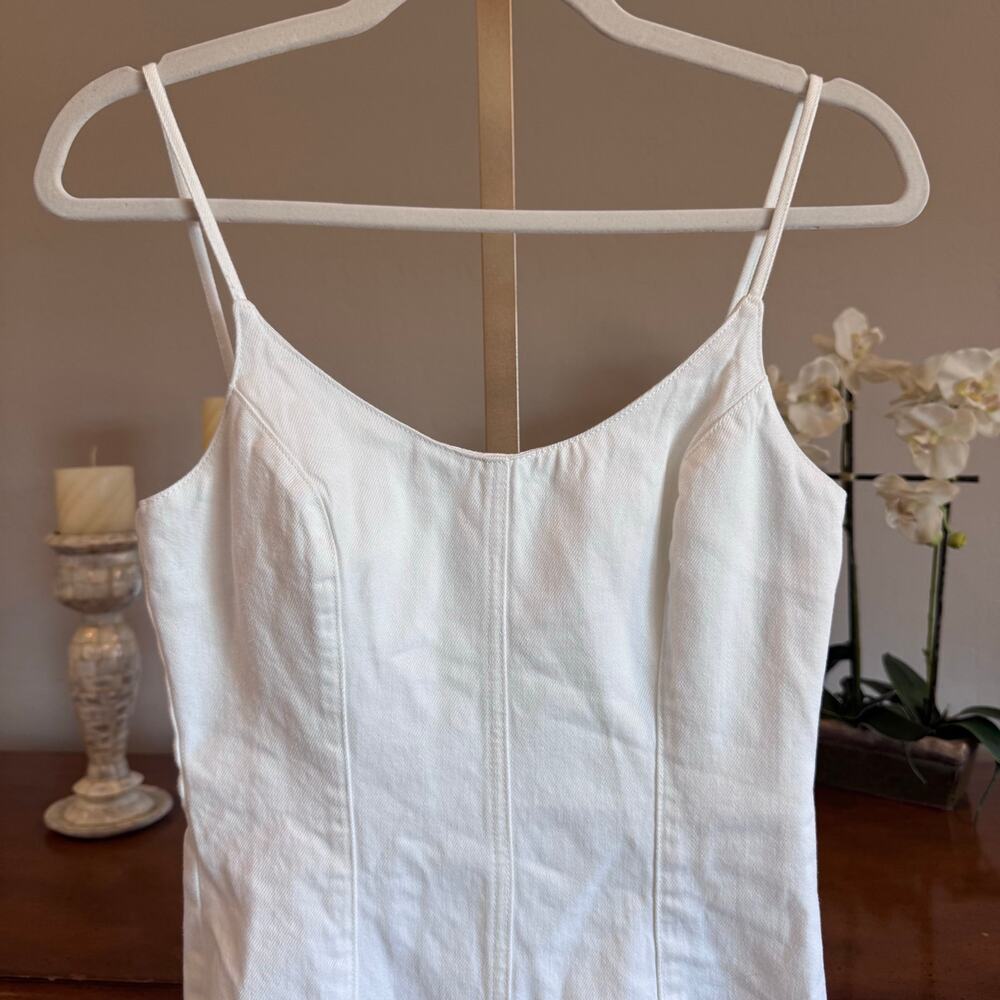 Amanda Uprichard Rocco Midi Denim Dress White Wash XS NWT 100% Cotton - Picture 3 of 10